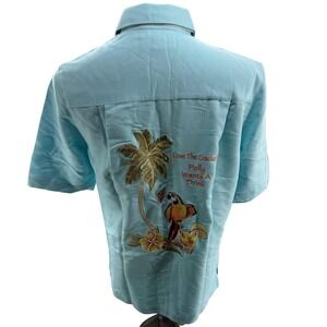 Weekender Luau Edition‎ Embroidered Parrot Mens Shirt UPF 50 Small NEW